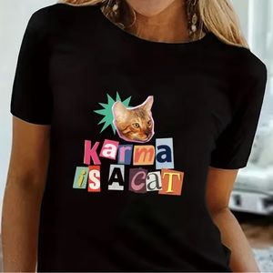 KARMA IS A CAT Taylor Swift lyric t-shirt black multi new NWT S • M